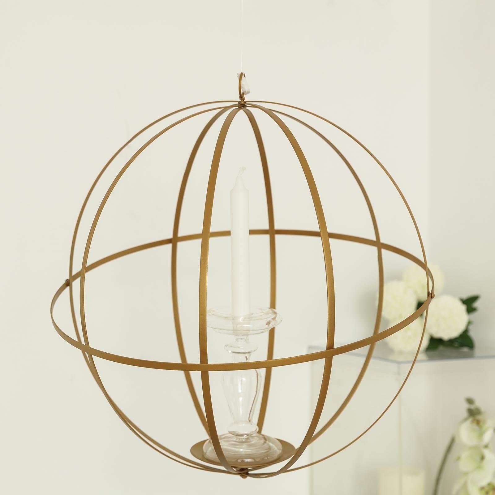 Globe Ring Candle Holder Hanging Metal Lantern