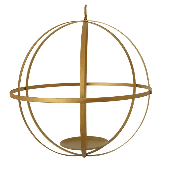 Globe Ring Candle Holder Hanging Metal Lantern IRON_HOLD_007_12_GOLD
