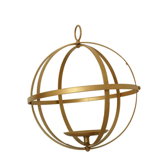 Globe Ring Candle Holder Hanging Metal Lantern IRON_HOLD_007_8_GOLD