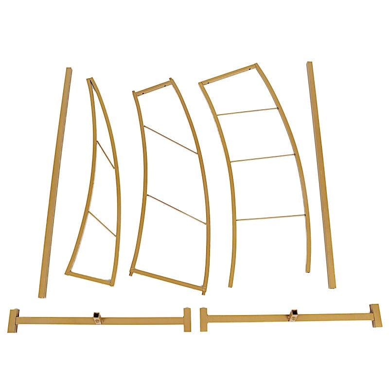Half Crescent Moon Metal Floral Display Frame Wedding Arch Backdrop Stand - Gold