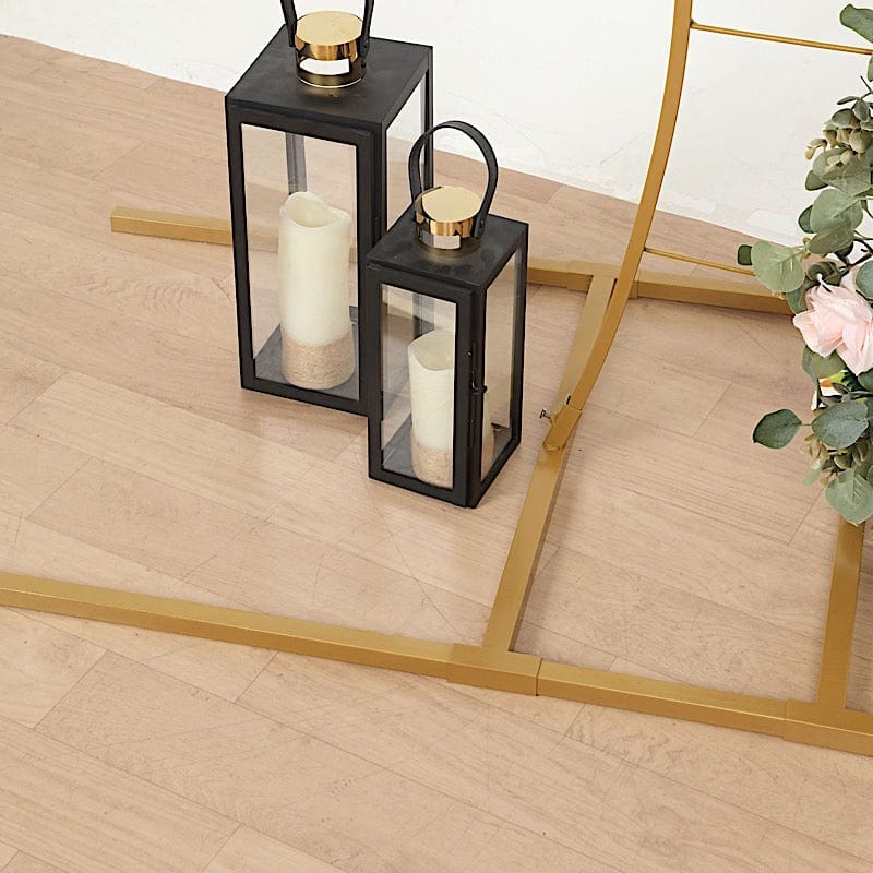 Half Crescent Moon Metal Floral Display Frame Wedding Arch Backdrop Stand - Gold