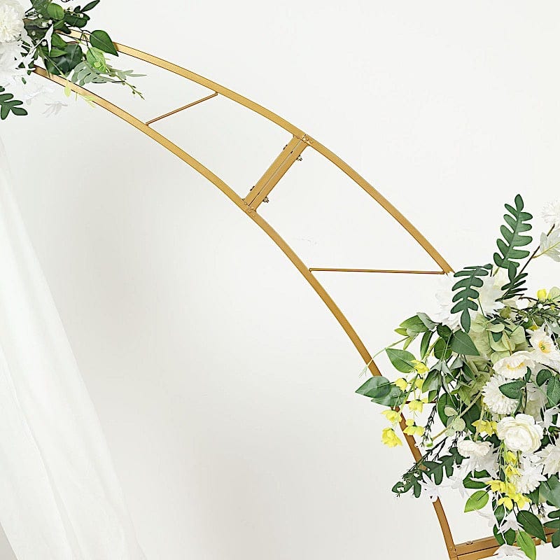 Half Crescent Moon Metal Floral Display Frame Wedding Arch Backdrop Stand - Gold