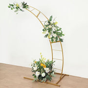Half Crescent Moon Metal Floral Display Frame Wedding Arch Backdrop Stand - Gold