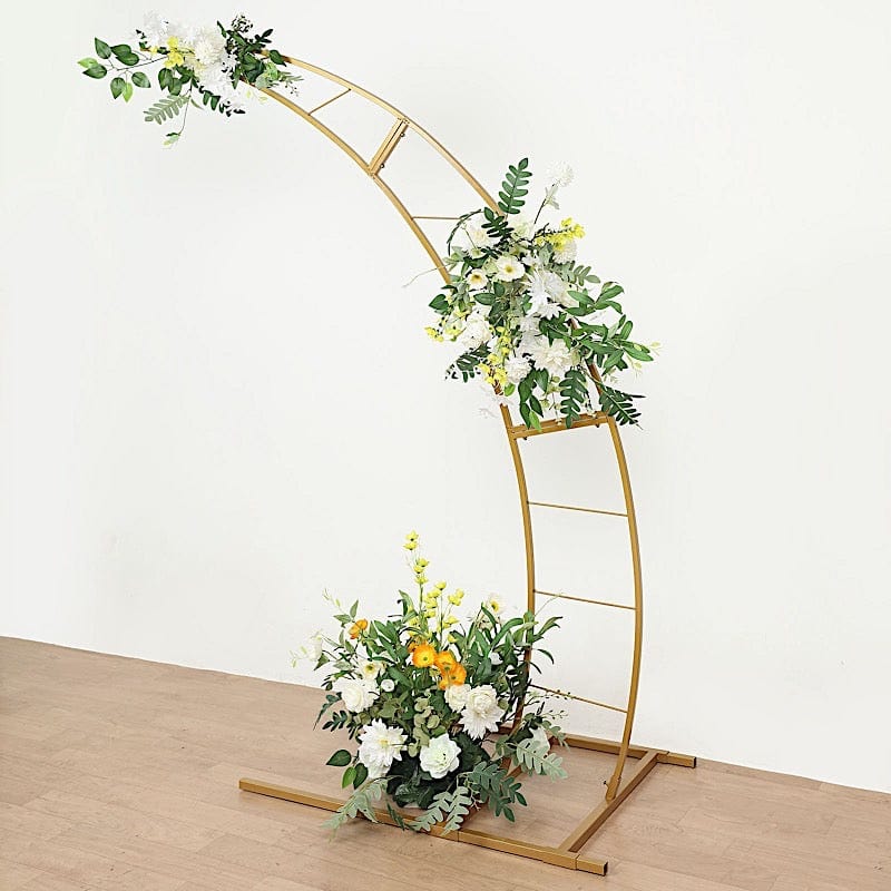 Half Crescent Moon Metal Floral Display Frame Wedding Arch Backdrop Stand - Gold