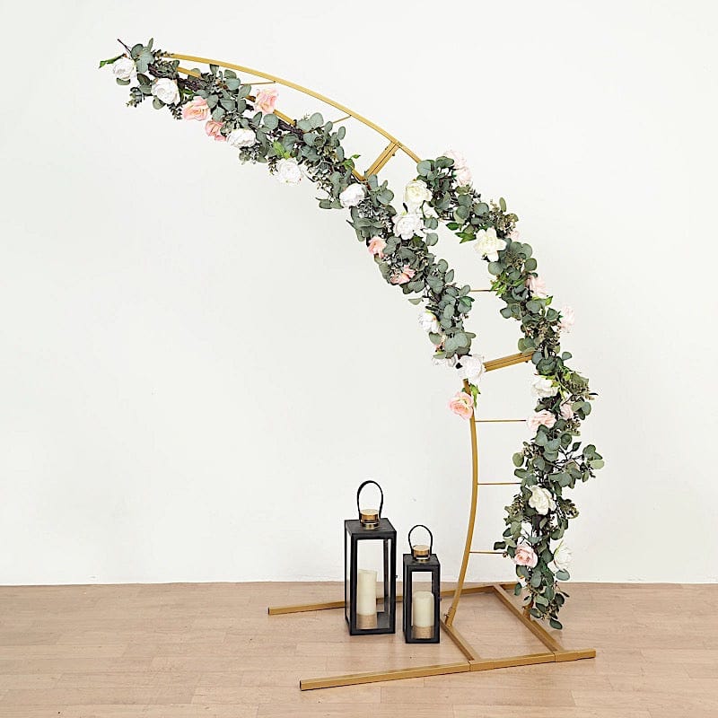 Half Crescent Moon Metal Floral Display Frame Wedding Arch Backdrop Stand - Gold
