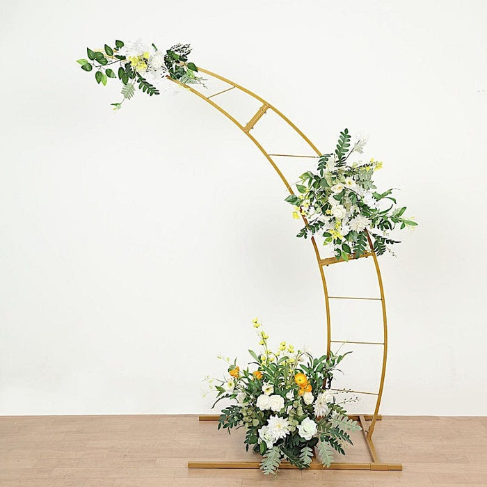 Half Crescent Moon Metal Floral Display Frame Wedding Arch Backdrop Stand - Gold