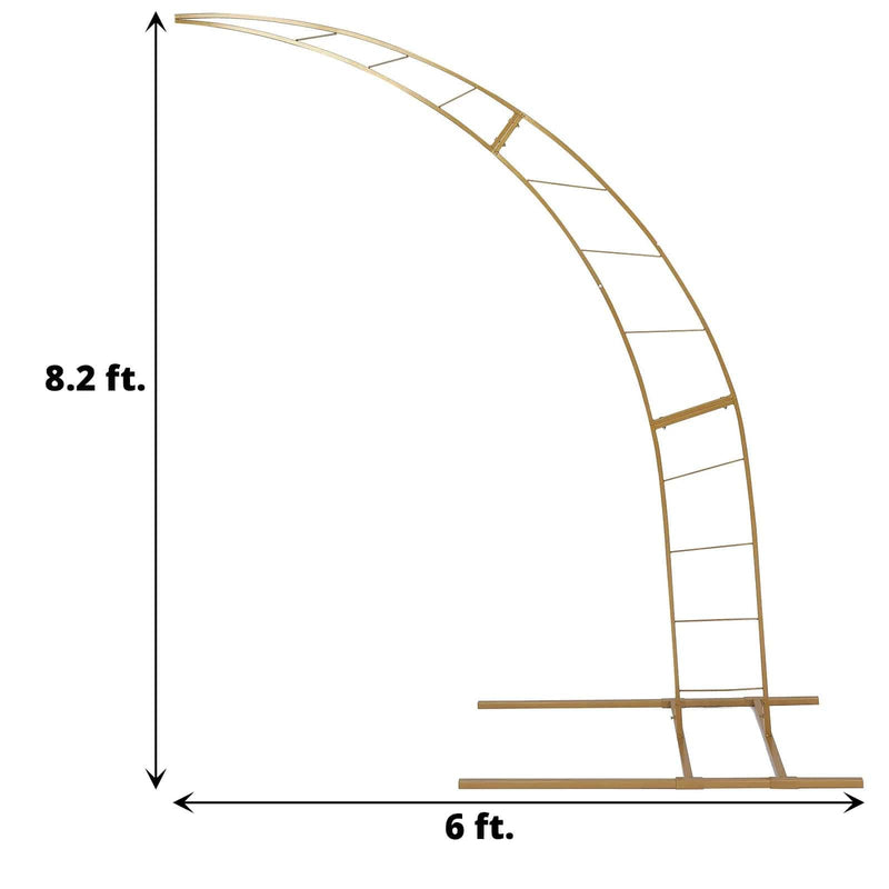 Half Crescent Moon Metal Floral Display Frame Wedding Arch Backdrop Stand - Gold