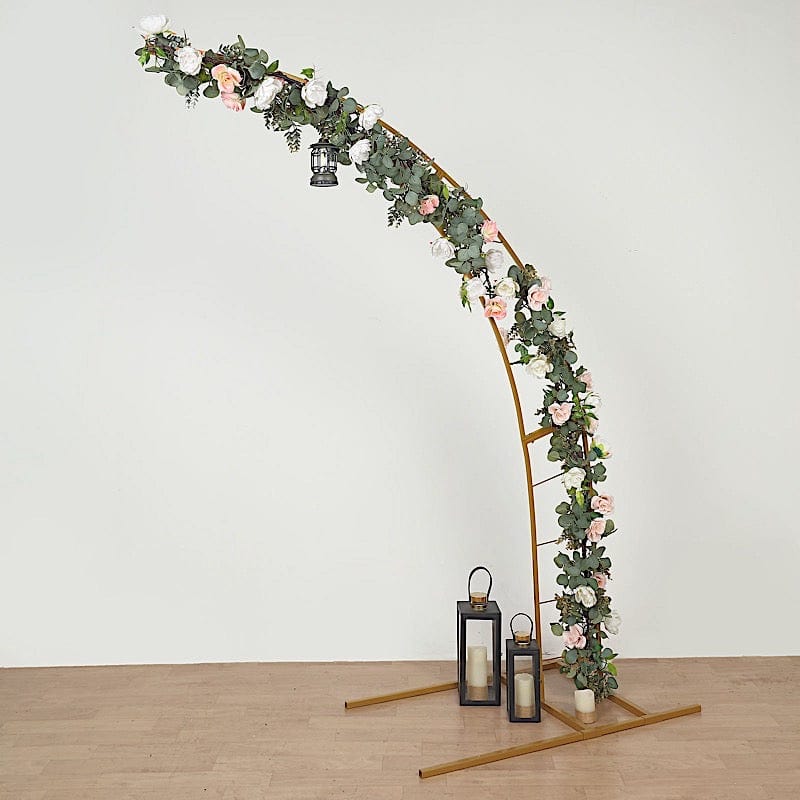 Half Crescent Moon Metal Floral Display Frame Wedding Arch Backdrop Stand - Gold
