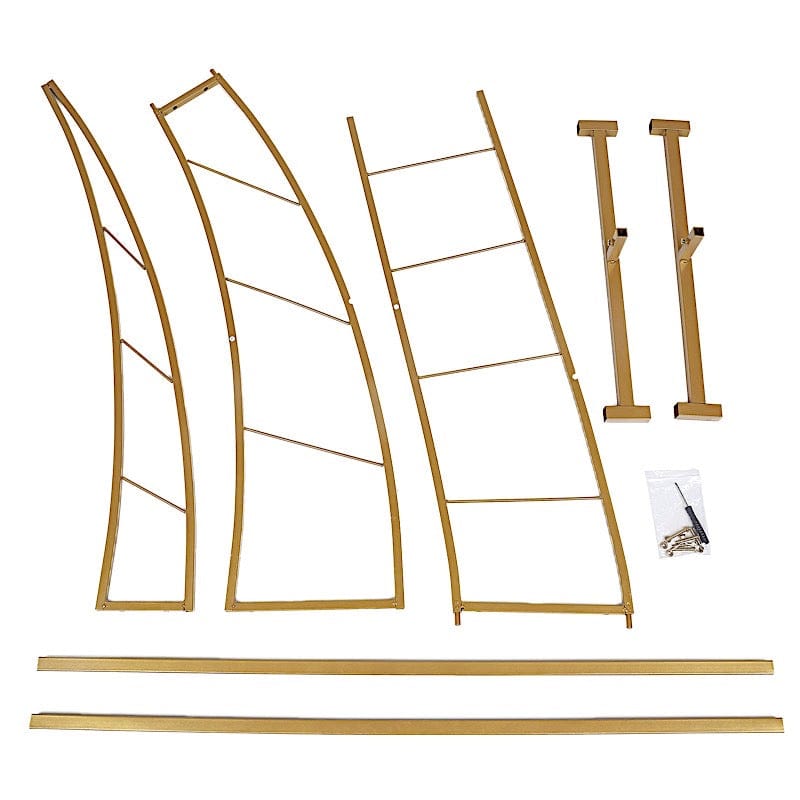 Half Crescent Moon Metal Floral Display Frame Wedding Arch Backdrop Stand - Gold