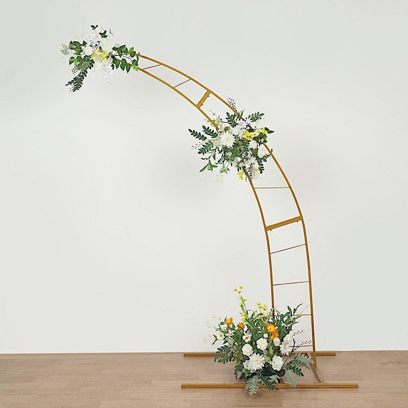 Half Crescent Moon Metal Floral Display Frame Wedding Arch Backdrop Stand - Gold