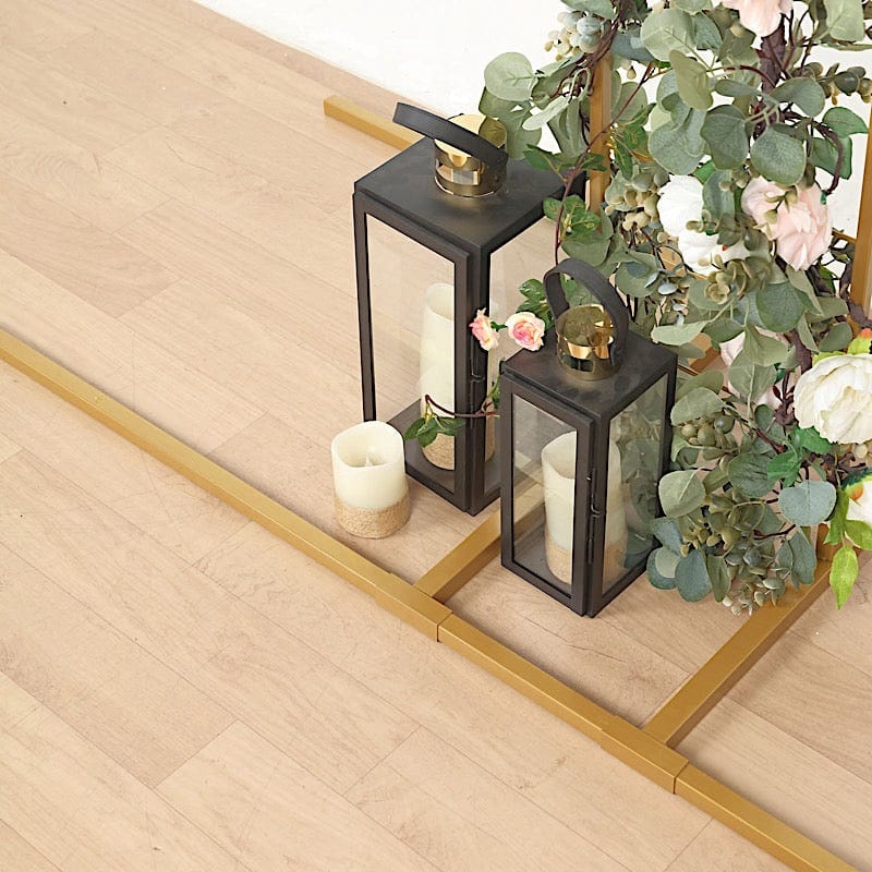 Half Crescent Moon Metal Floral Display Frame Wedding Arch Backdrop Stand - Gold