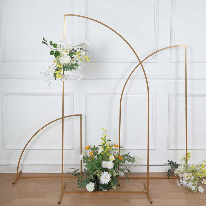 Half Moon Metal Floral Display Frame Wedding Arch Backdrop Stand - Gold