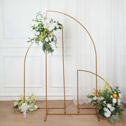 Half Moon Metal Floral Display Frame Wedding Arch Backdrop Stand - Gold