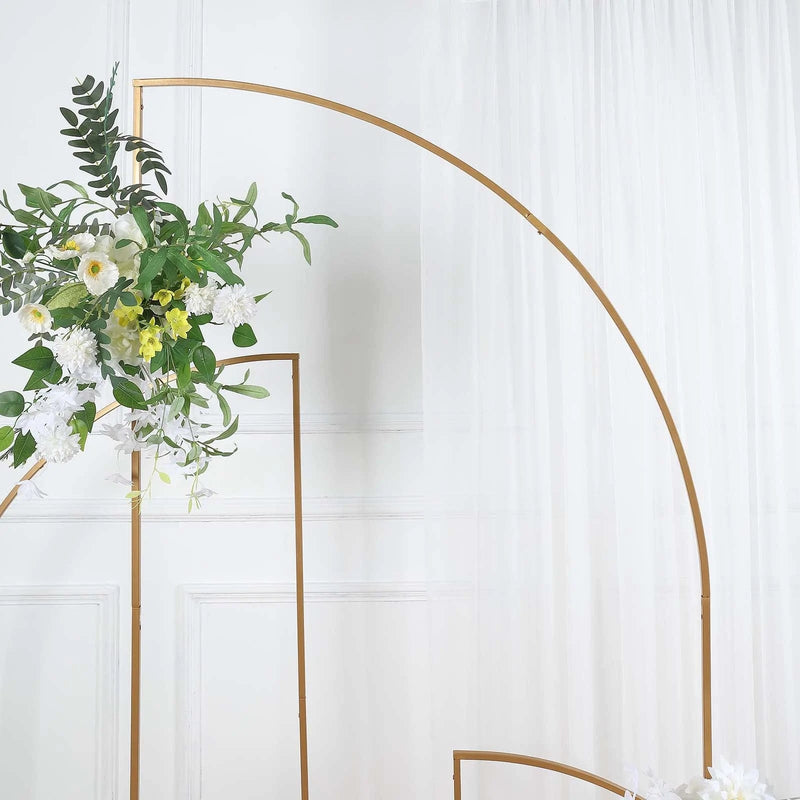 Half Moon Metal Floral Display Frame Wedding Arch Backdrop Stand - Gold