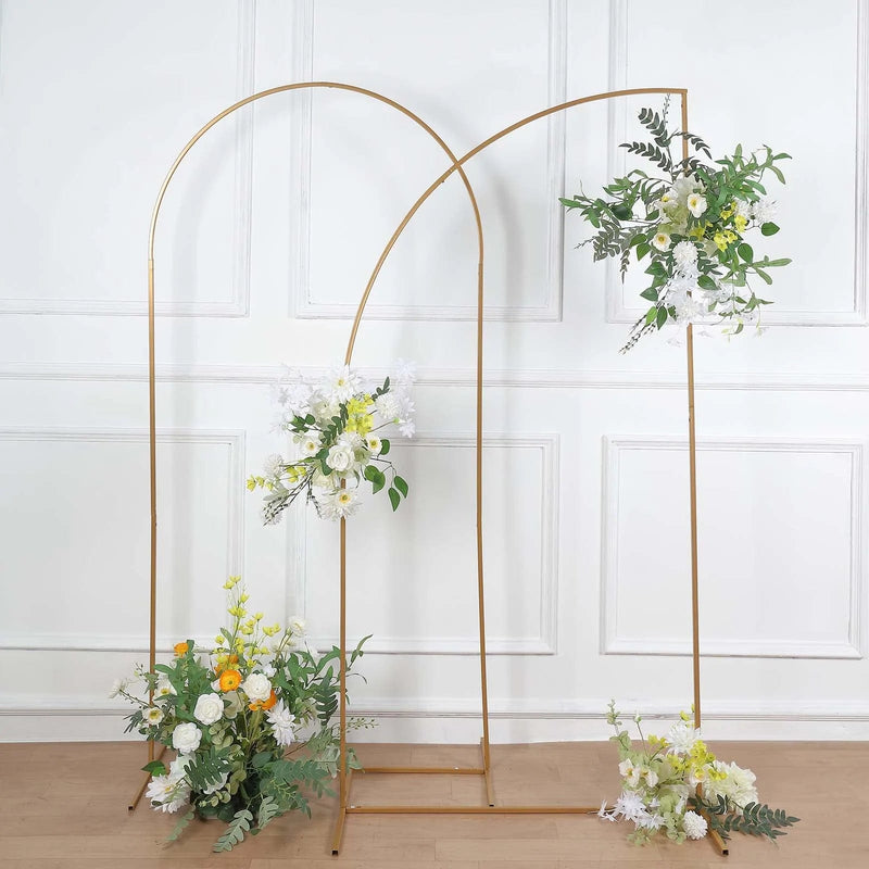Half Moon Metal Floral Display Frame Wedding Arch Backdrop Stand - Gold