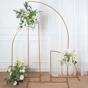 Half Moon Metal Floral Display Frame Wedding Arch Backdrop Stand - Gold