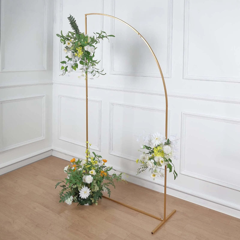 Half Moon Metal Floral Display Frame Wedding Arch Backdrop Stand - Gold