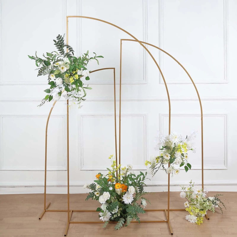 Half Moon Metal Floral Display Frame Wedding Arch Backdrop Stand - Gold