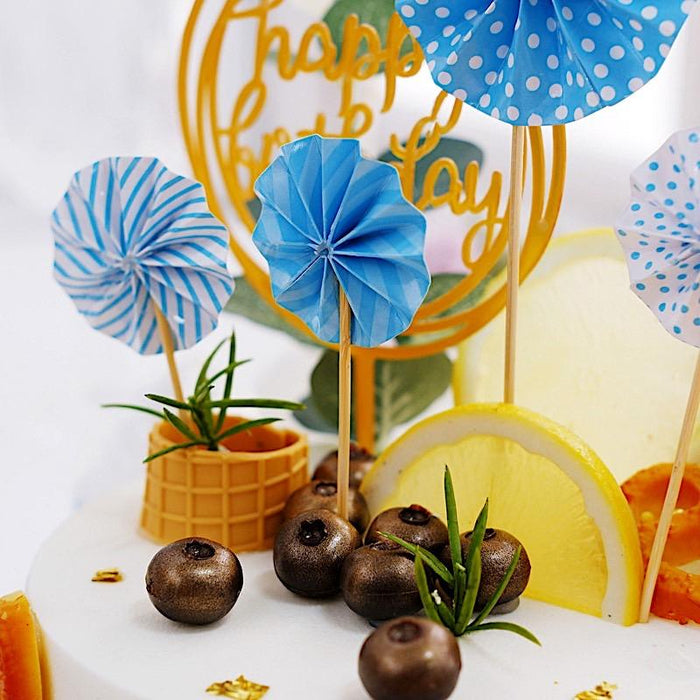 Happy Birthday Cake Topper Set with Paper Fans and Confetti Balloon