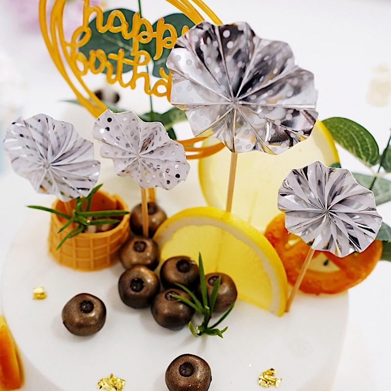 Happy Birthday Cake Topper Set with Paper Fans and Confetti Balloon