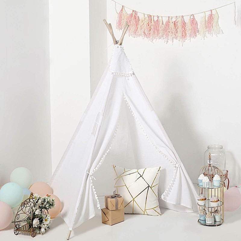 Kids Teepee Play Tent with Window Indoor Outdoor Playhouse - White FURN_TENT_TIPI01_WHT