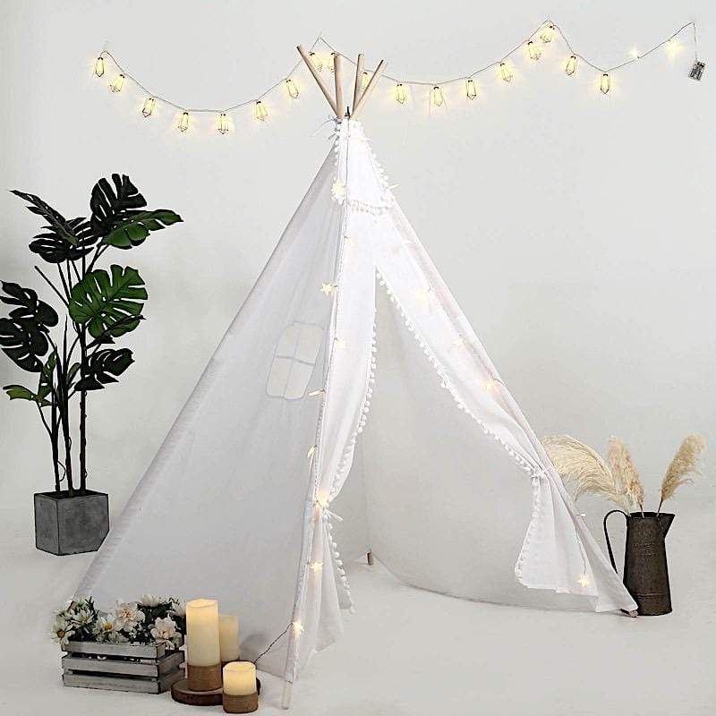 Kids Teepee Play Tent with Window Indoor Outdoor Playhouse - White FURN_TENT_TIPI01_WHT