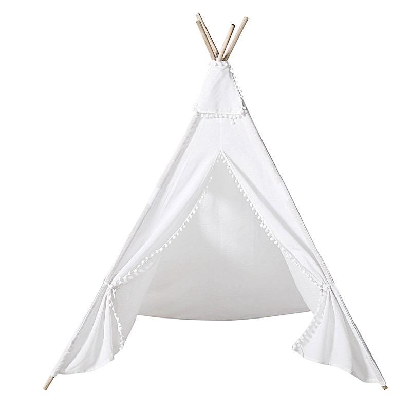 outdoor teepee tent White Teepee Play Tent for Kids Indoor Outdoor Children Playhouse