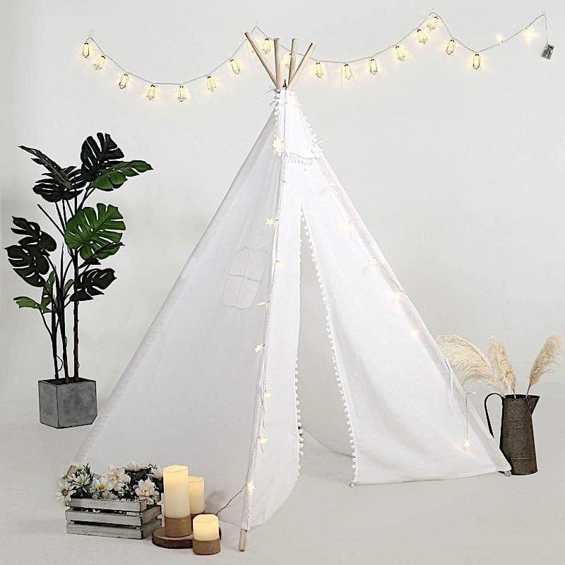 Kids Teepee Play Tent with Window Indoor Outdoor Playhouse - White FURN_TENT_TIPI01_WHT