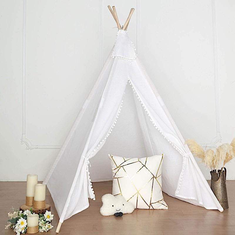 play tent teepee White Teepee Play Tent for Kids Indoor Outdoor Children Playhouse