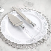 Knife and Server Crystal Handles Cake Serving Set - Silver with Clear PLTC_CLR_SERV