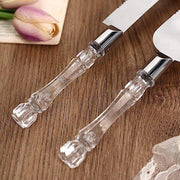 Knife and Server Crystal Handles Cake Serving Set - Silver with Clear PLTC_CLR_SERV