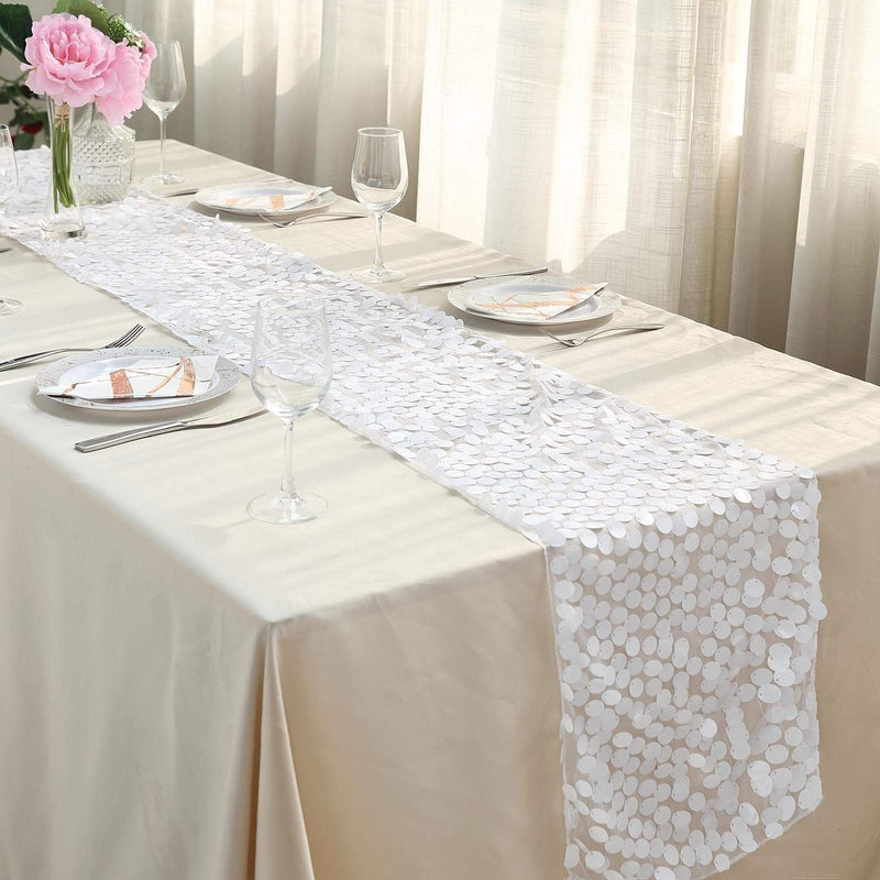 Large Payette Sequin Table Runner RUN_71_WHT