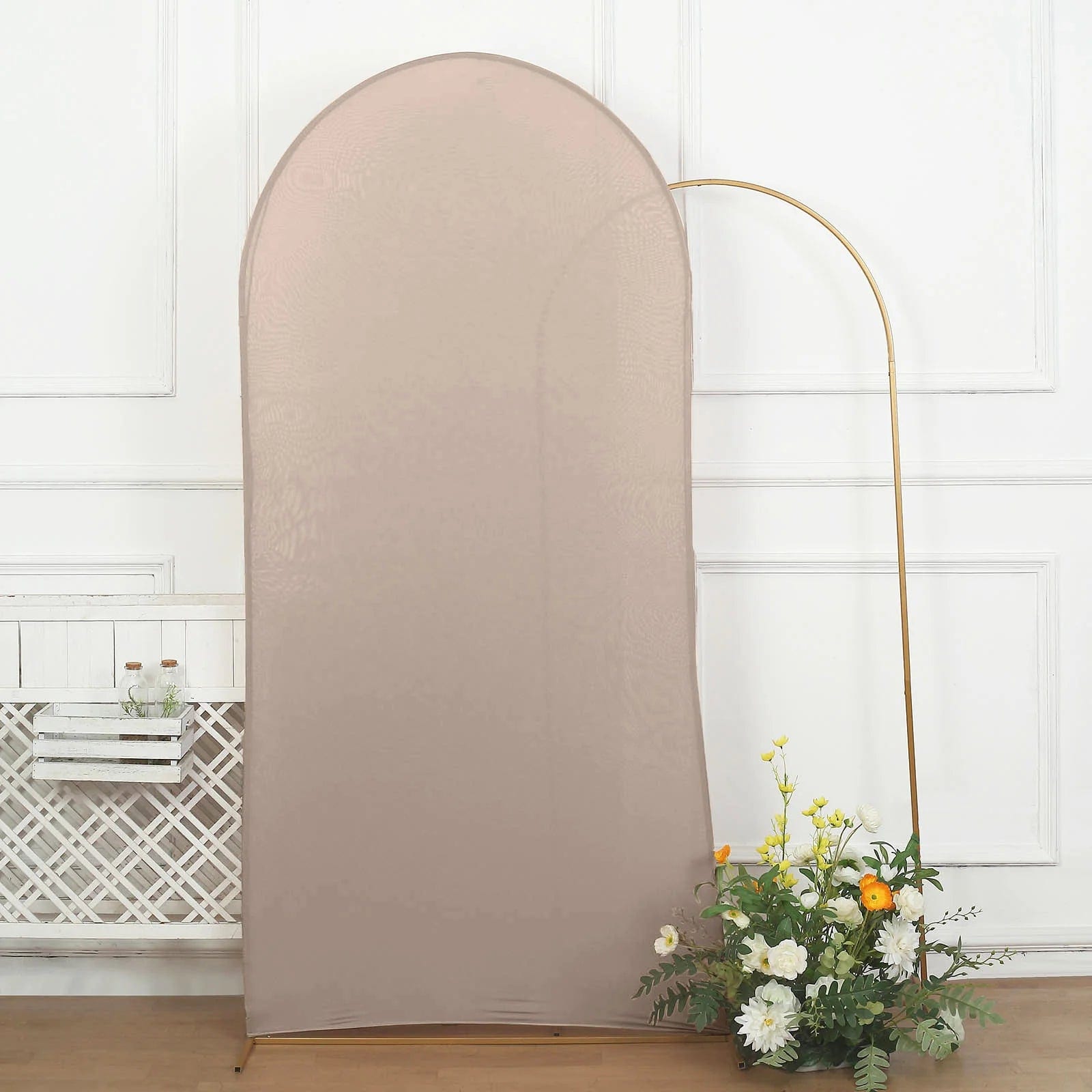 Matte Fitted Spandex Round Top Wedding Arch Backdrop Stand Cover