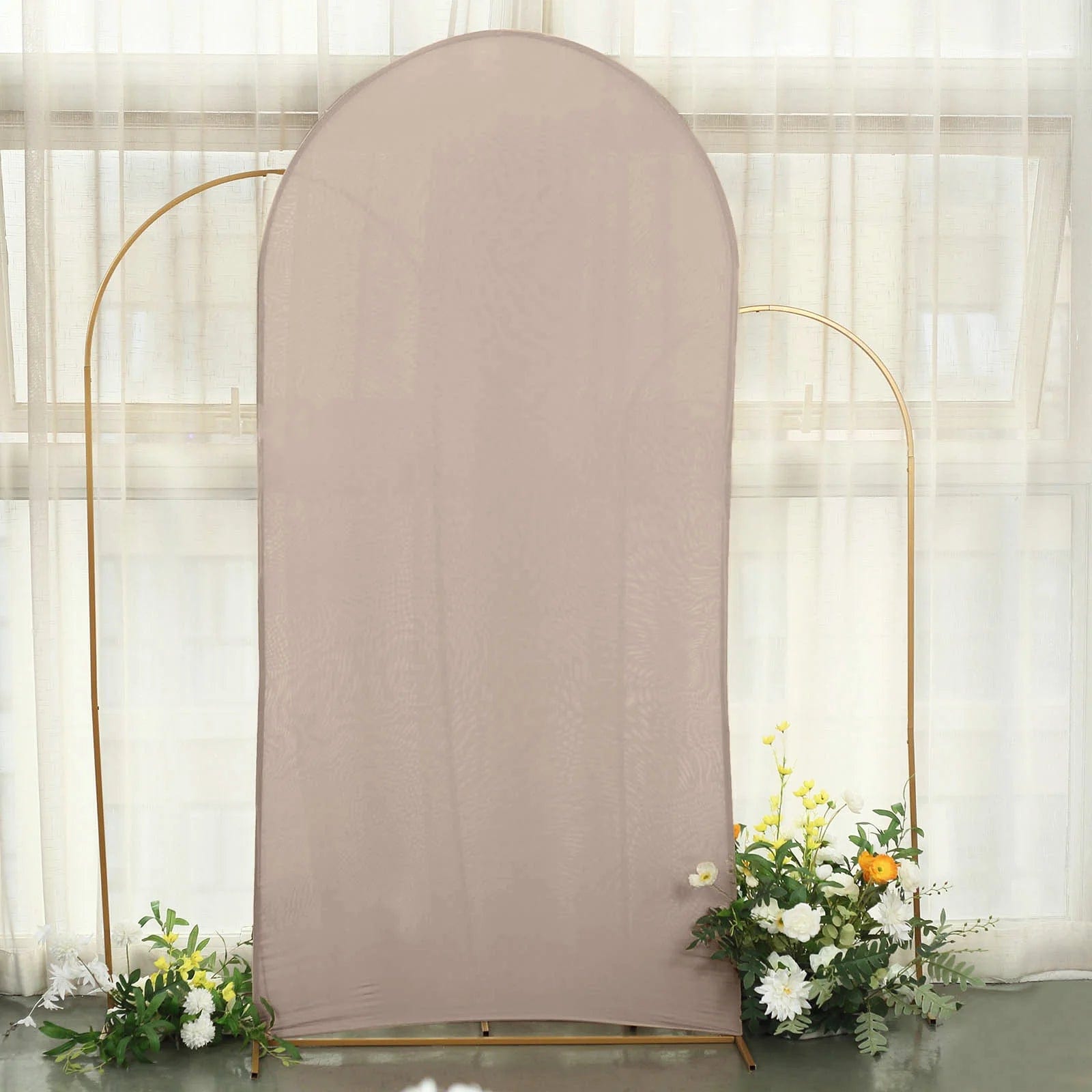 Matte Fitted Spandex Round Top Wedding Arch Backdrop Stand Cover