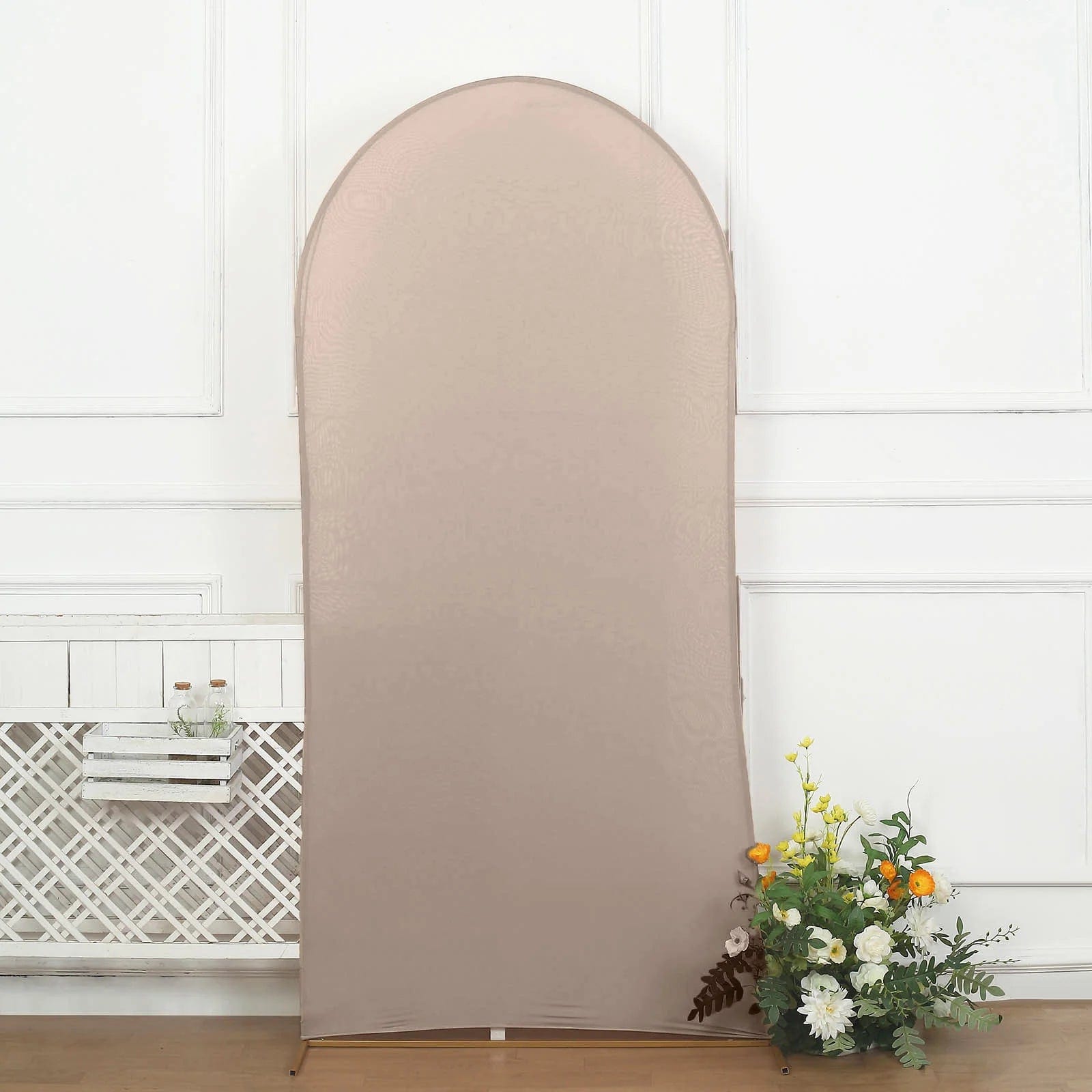 Matte Fitted Spandex Round Top Wedding Arch Backdrop Stand Cover