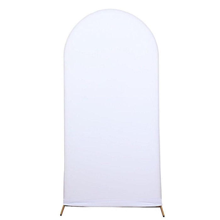 Matte Fitted Spandex Round Top Wedding Arch Backdrop Stand Cover IRON_STND06_SPX_L_WHT