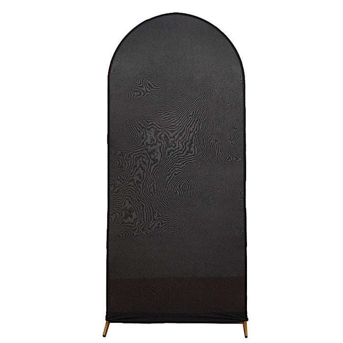 Matte Fitted Spandex Round Top Wedding Arch Backdrop Stand Cover IRON_STND06_SPX_M_BLK