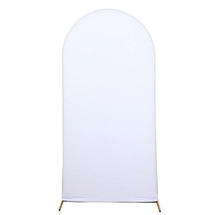 Matte Fitted Spandex Round Top Wedding Arch Backdrop Stand Cover IRON_STND06_SPX_M_WHT
