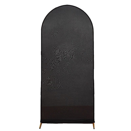Matte Fitted Spandex Round Top Wedding Arch Backdrop Stand Cover IRON_STND06_SPX_S_BLK