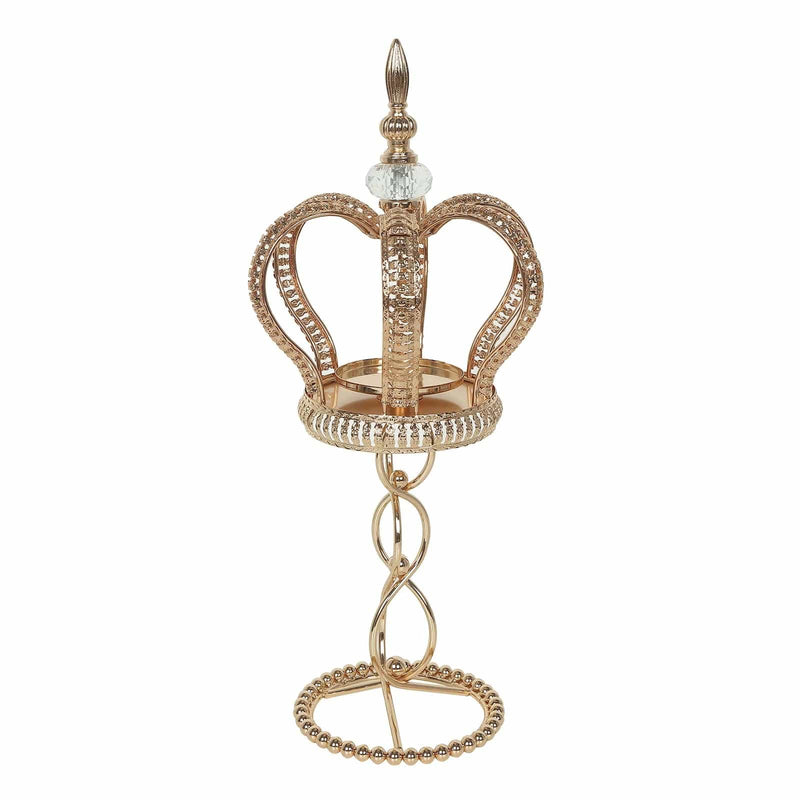 Metal Crown Spiral Pillar Candle Holder Stand Centerpiece - Gold