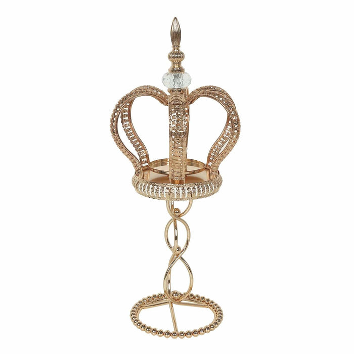 Metal Crown Spiral Pillar Candle Holder Stand Centerpiece - Gold