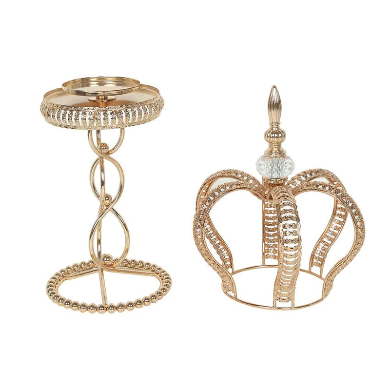 Metal Crown Spiral Pillar Candle Holder Stand Centerpiece - Gold CHDLR_CAND_034_L_GOLD