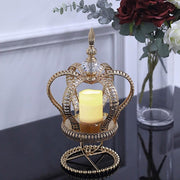 Metal Crown Spiral Pillar Stand Votive Candle Holder - Gold