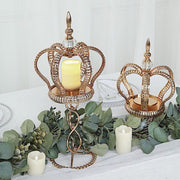 Metal Crown Spiral Pillar Stand Votive Candle Holder - Gold