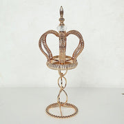 Metal Crown Spiral Pillar Stand Votive Candle Holder - Gold