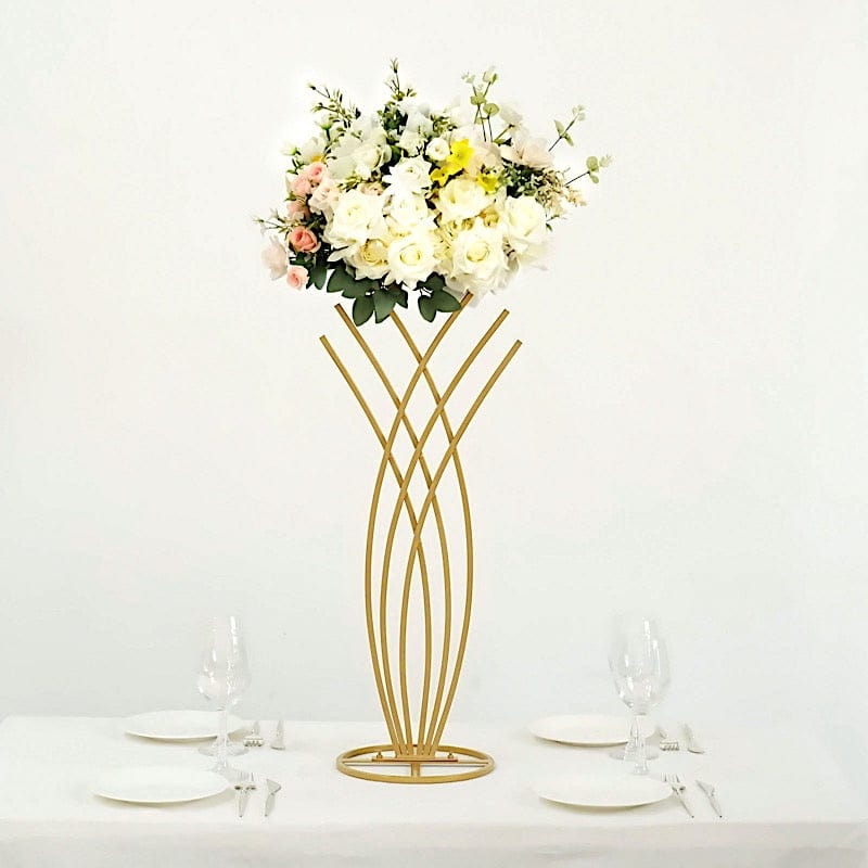 Metal Flower Display Stand Mermaid Tail Design Wedding Centerpiece - Gold