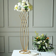 Metal Flower Display Stand Mermaid Tail Design Wedding Centerpiece - Gold