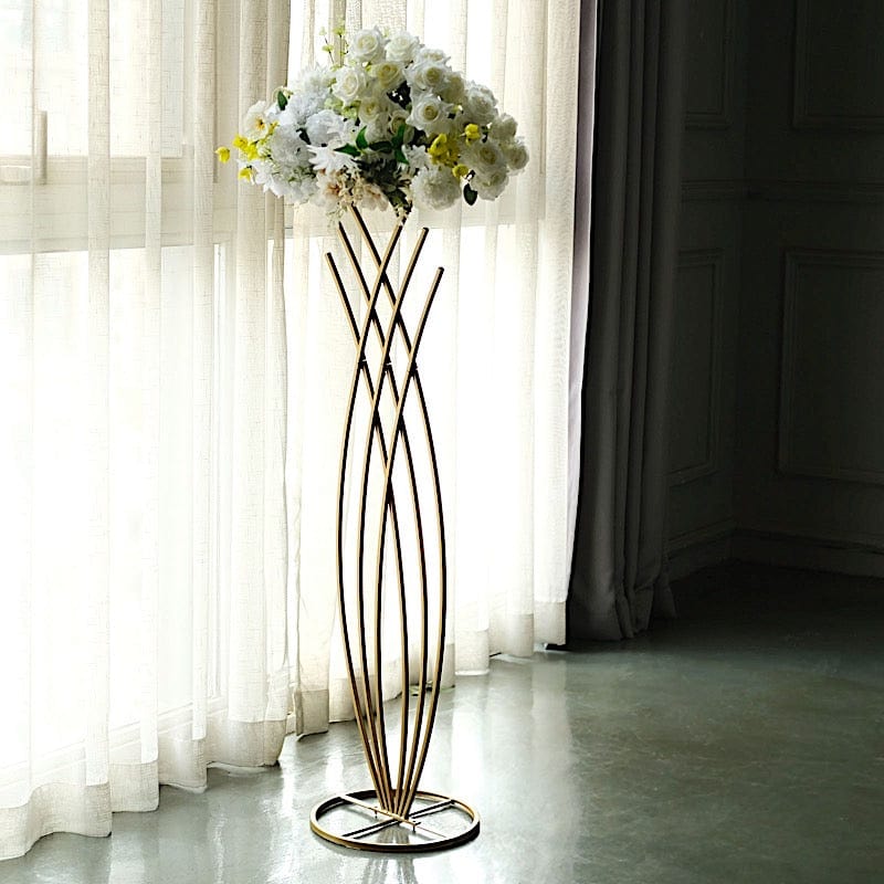 Metal Flower Display Stand Mermaid Tail Design Wedding Centerpiece - Gold