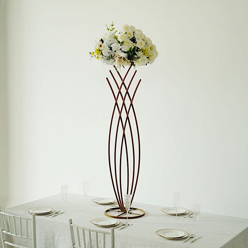 Metal Flower Display Stand Mermaid Tail Design Wedding Centerpiece - Gold