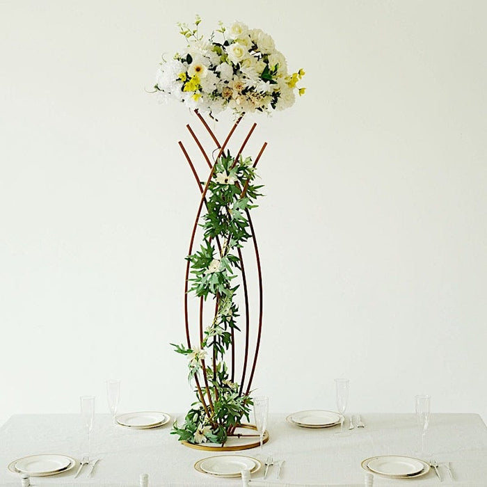Metal Flower Display Stand Mermaid Tail Design Wedding Centerpiece - Gold